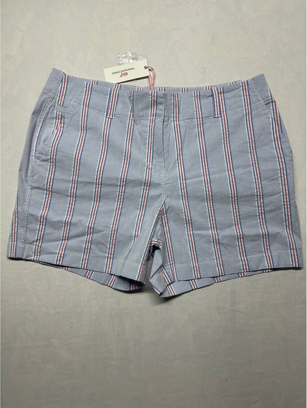 Vineyard Vines Women's Chino Shorts NWT Size 14 Patriotic Red Blue White Striped